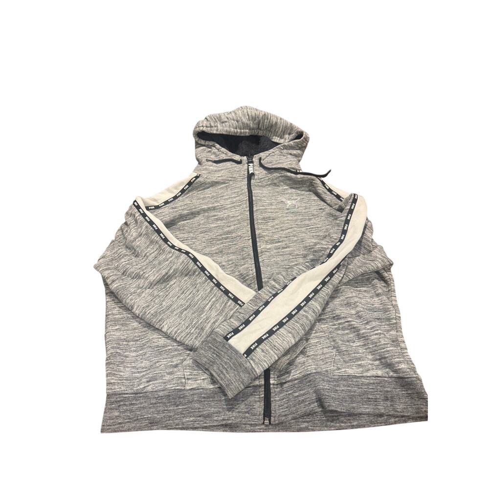 PINK Victoria’s Secret Full Zip Hoodie Gray Sequins Size Large
